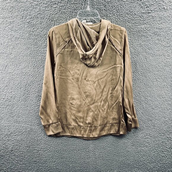 Zenergy Chicos Women Hoodie 0 Small Tan‎ Pullover 1/4 Zip Hooded Sweatshirt - Picture 3 of 11